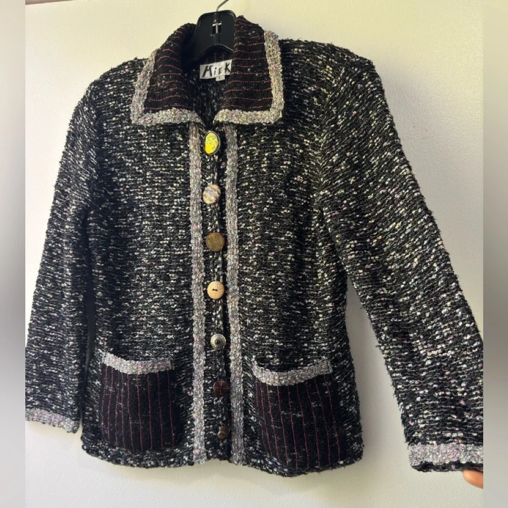 Y2K Vintage Mieka Black and Gray Textured Blazer